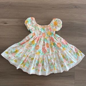 Rachel Zoe Blanc De Blanc flutter sleeve floral dress toddler girls's Size 4T